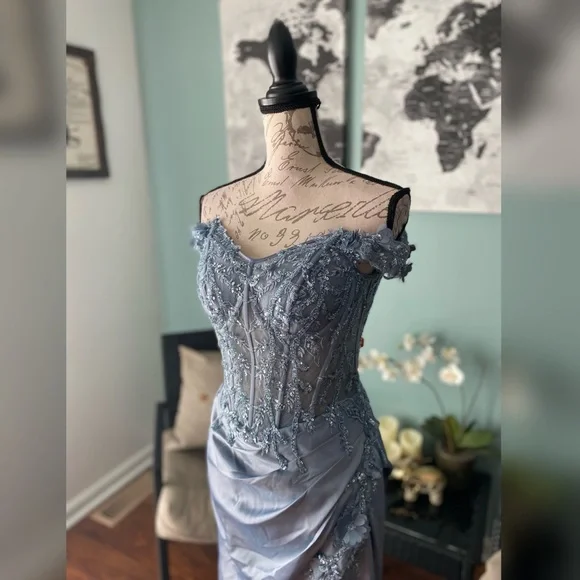 Light blue prom dress pageant gown formal dress - Picture 1 of 5